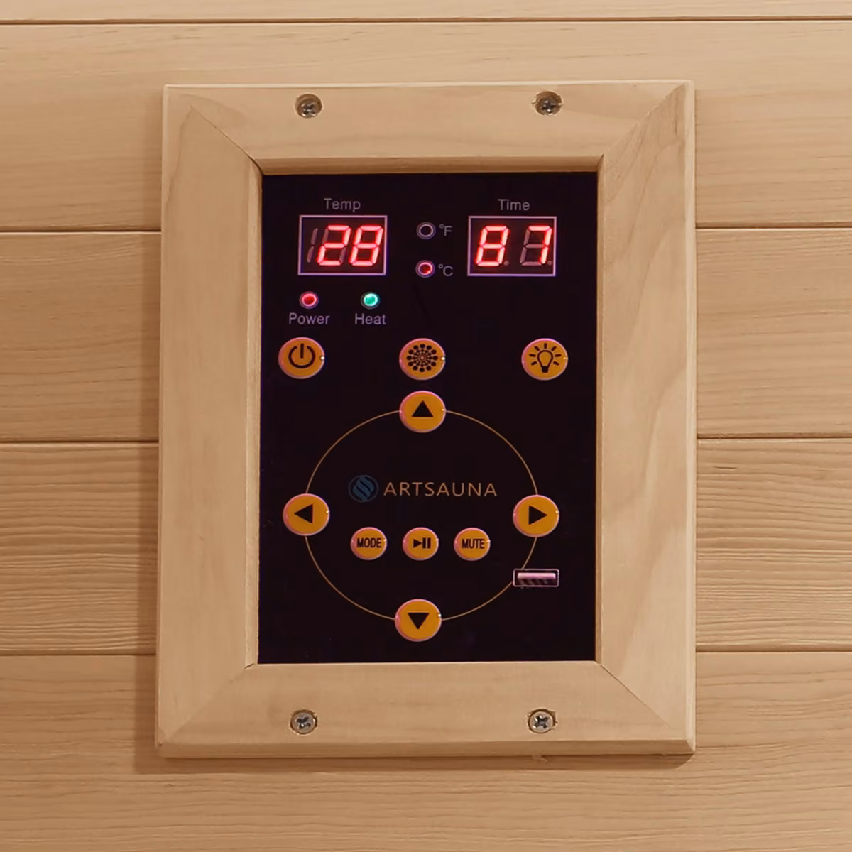 Artsauna Billund Infrarotkabine, Bedienpanel