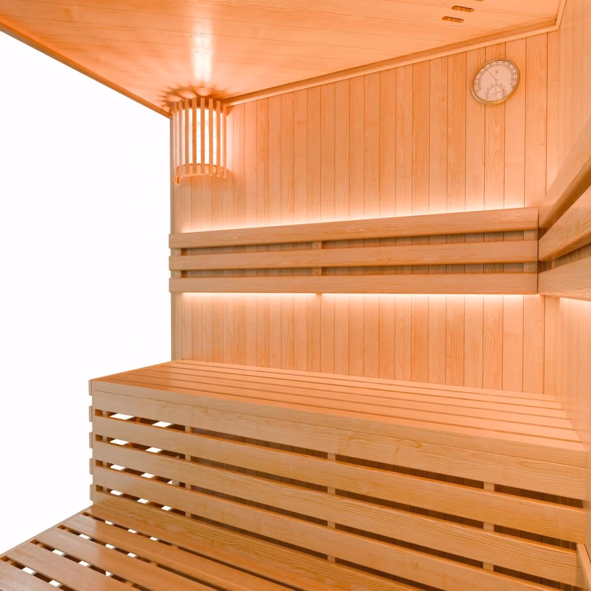Artsauna Espoo 150 Premium Saunakabine, Innenansicht mit Saunabank