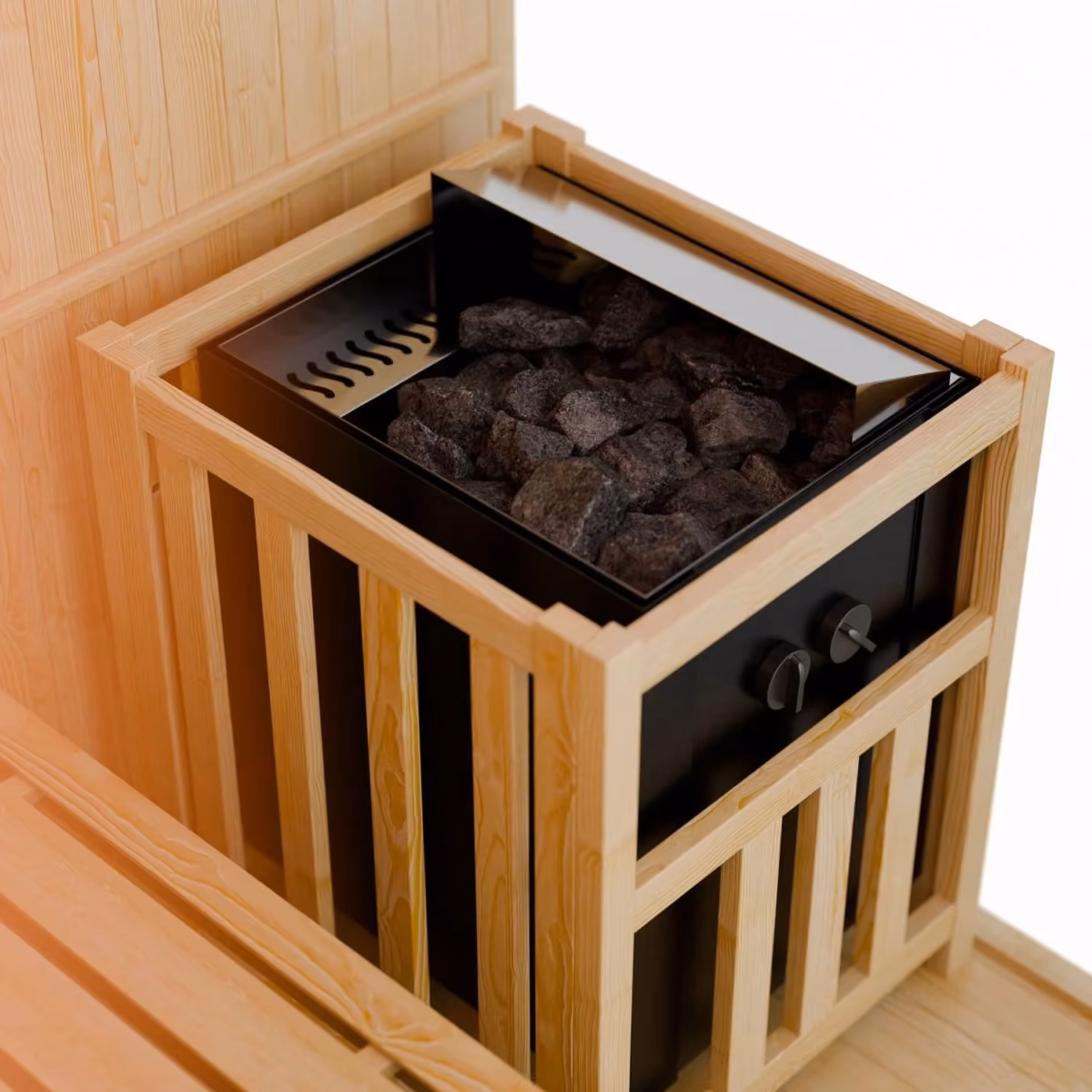 Artsauna Espoo 150 Premium Saunakabine, Saunaofen mit Saunasteinen