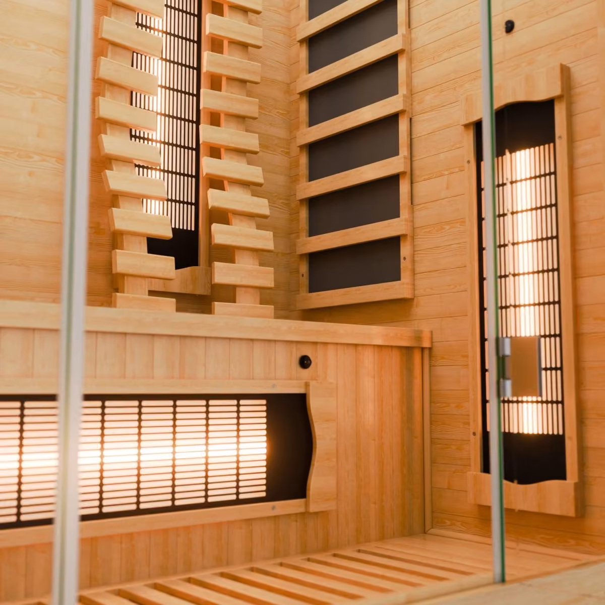 Artsauna Kiruna 130 Premium Infrarotkabine, Innenansicht mit Strahlern