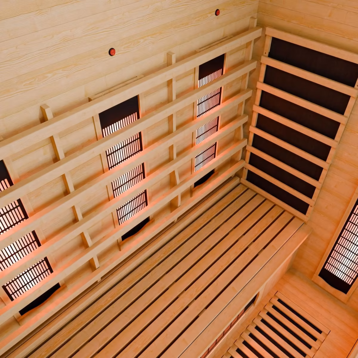Artsauna Kiruna 160 Infrarotkabine, Innenansicht mit Strahlern