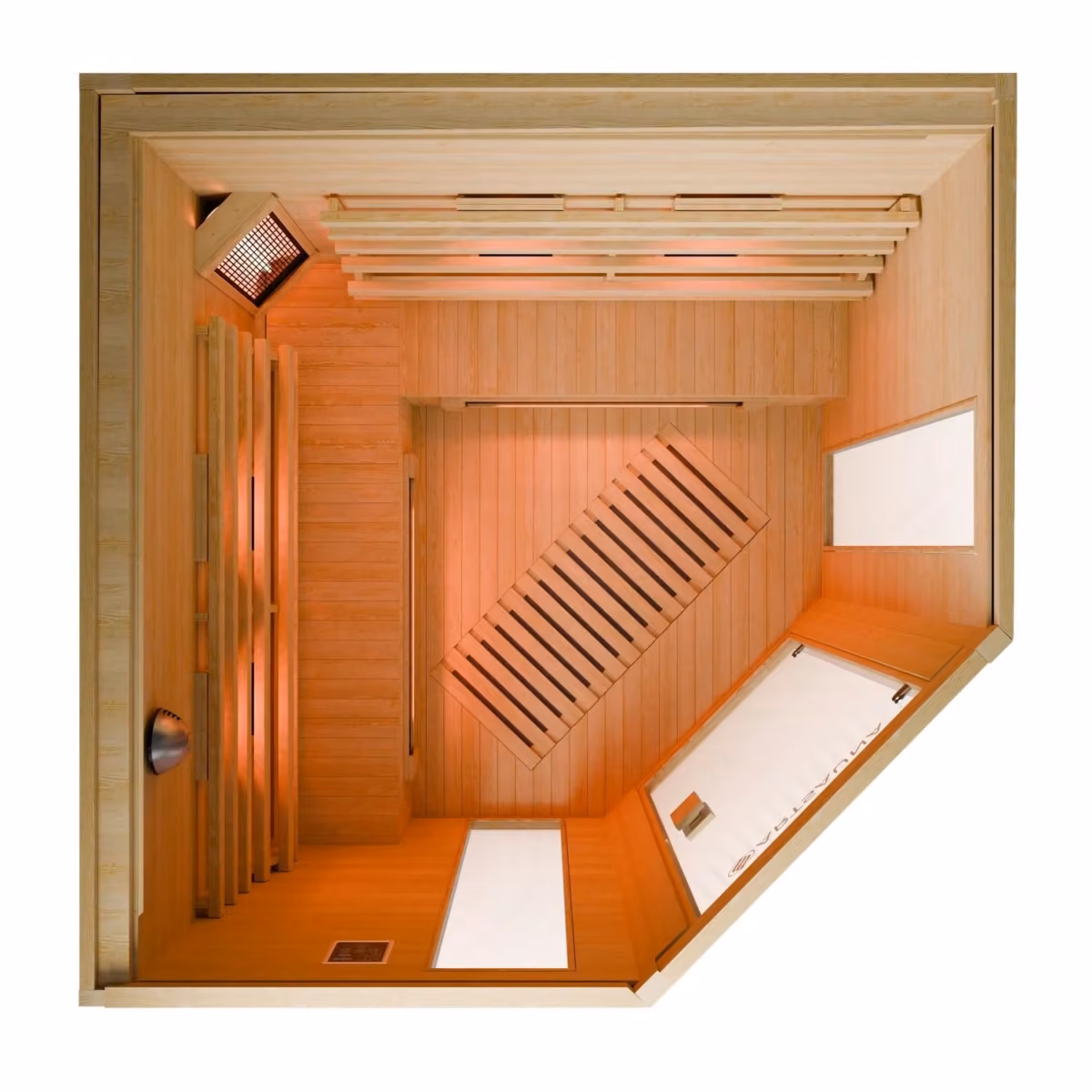 Artsauna Nyborg E150V Eck-Infrarotkabine, Innenansicht von oben