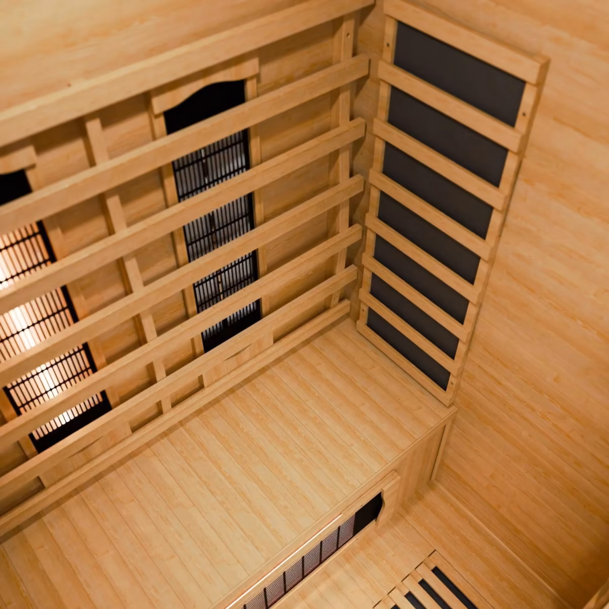 Artsauna Oslo Triplex Infrarotkabine, Innenansicht mit Strahlern