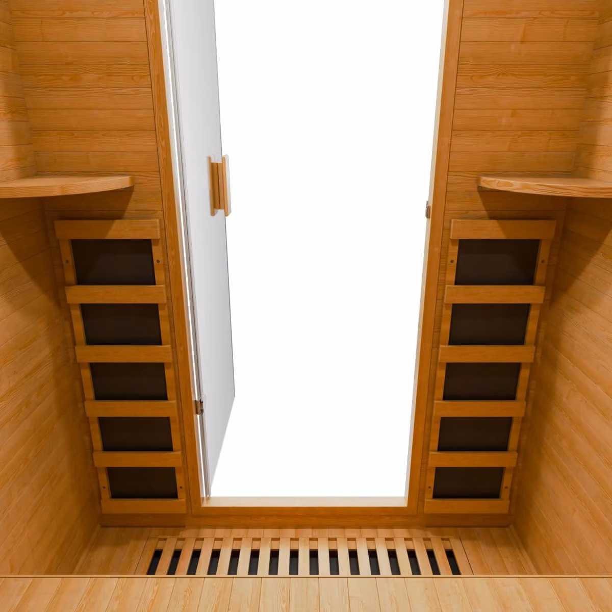 Artsauna Oslo Triplex Infrarotkabine, Innenansicht mit Strahlern und Sitzbank
