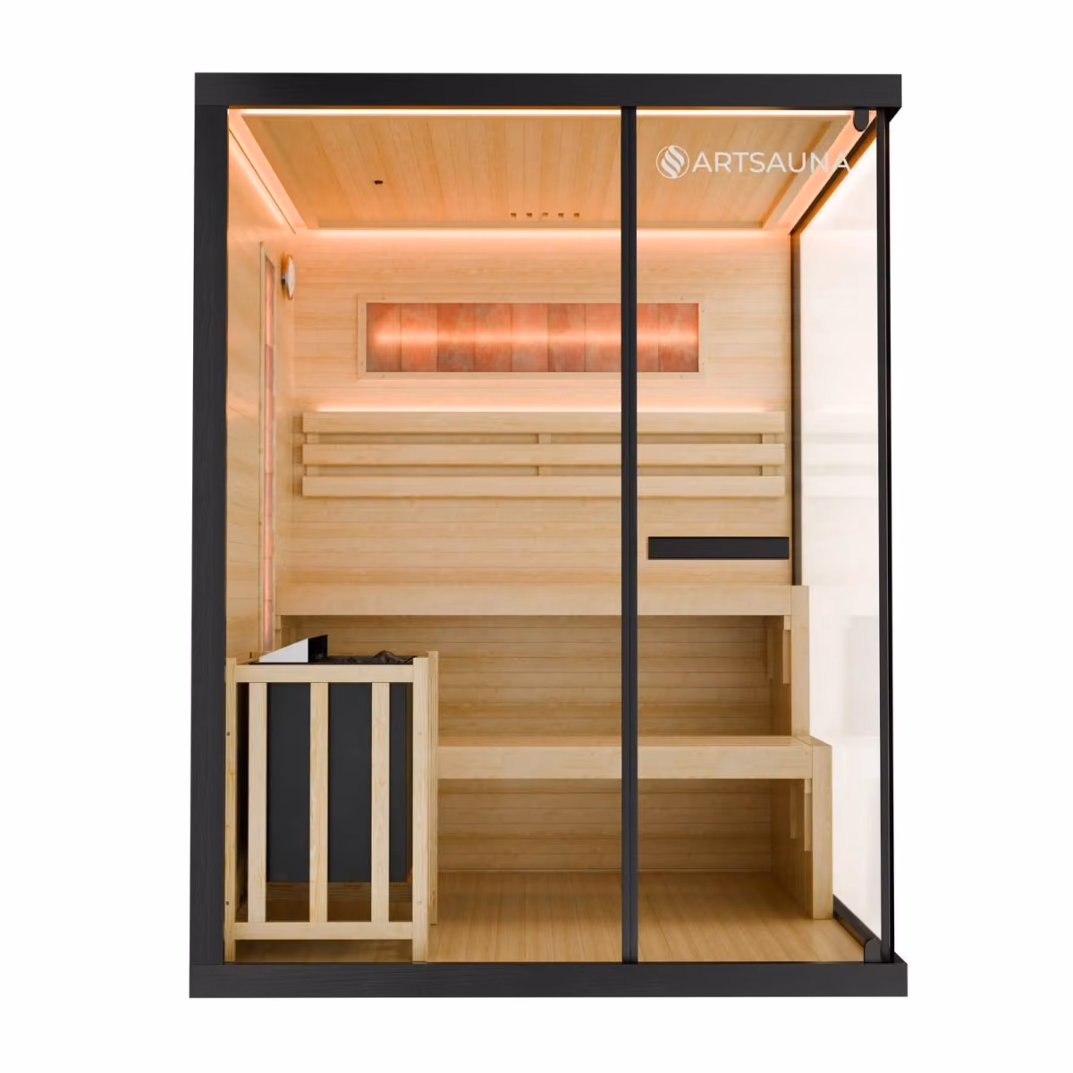 Artsauna Vantaa 150 Sauna in Schwarz, Frontansicht